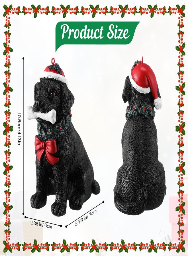 ElectricWise Black Labrador Christmas Ornaments 2025, Lab Retriever Figurine Dog Resin Ornaments for Xmas Tree Decoration, Black Lab Gifts for Men Women Dog Lover - Image 2